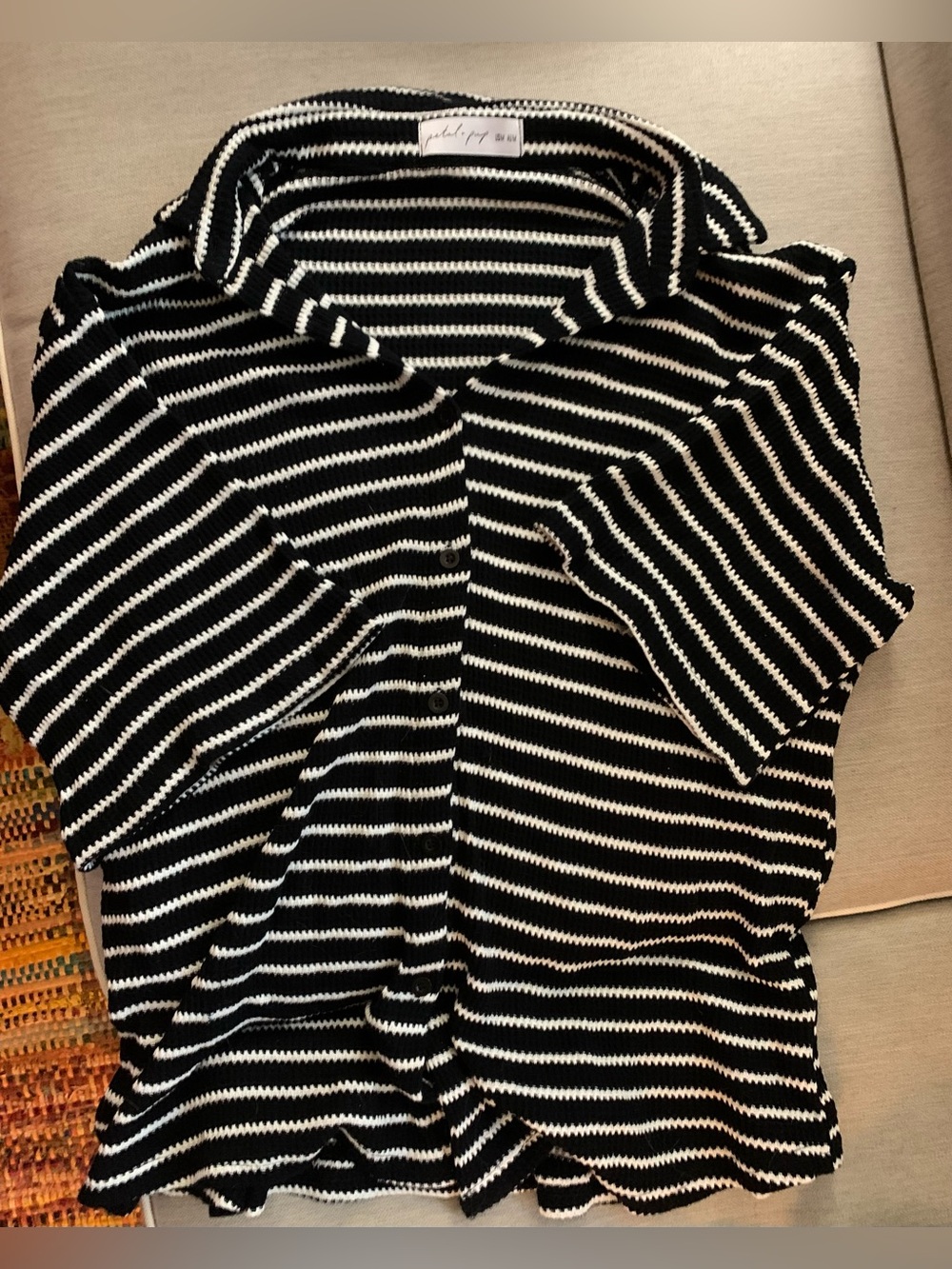 SET -Petal & Pup Black and White Striped top and shorts set